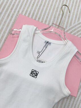 LOEWE Classic White Women's Sleeveless Breathable Vest Size S M L.